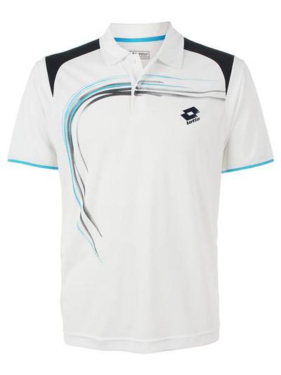 Lotto Mens Trail Polo- White / Deep Navy / Cyan