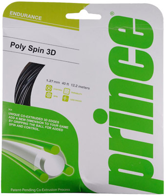 Prince Poly Spin 3D Tennis Strings- Gauge 17 Set (Black)