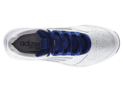 Adidas Mens Adizero Feather II Tennis Shoes - White/Silver/Hero-Ink