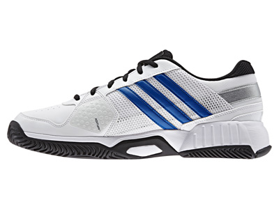 Adidas Mens Barricade Team 3 Tennis Shoes - White/Blue/Silver - main image