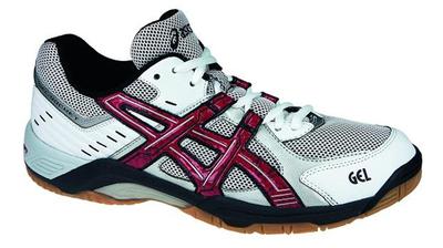 Asics Gel Rocket Indoor Squash/Badminton Shoes- White/Rio Red