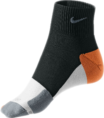 Nike Elite Training Quarter Socks- Black/Deep Orange/Flat-Grey (1 PP)