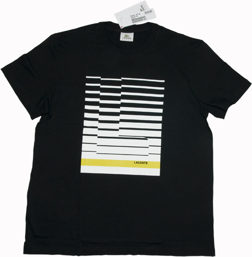Lacoste Mens Siamois Crew Neck Top- Black/White