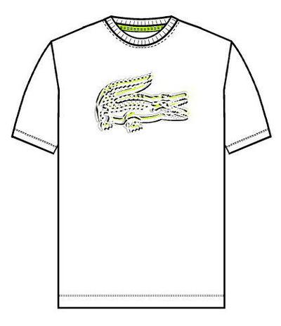 Lacoste Mens Tee White/Lime
