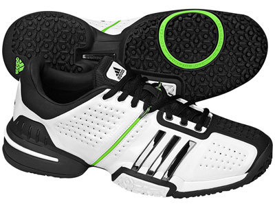 Adidas Mens Barricade 6.0 OC (Omni) Tennis Shoes- White/Black/Intense Green