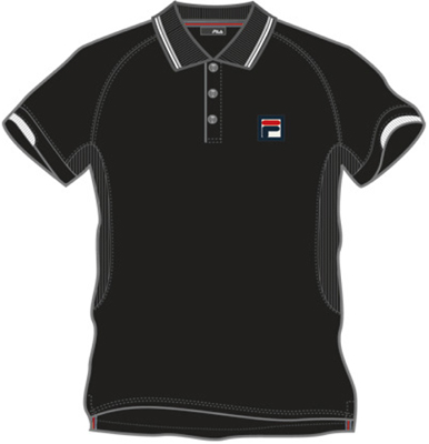 Fila Mens Degas Classic Polo- Black/Silver