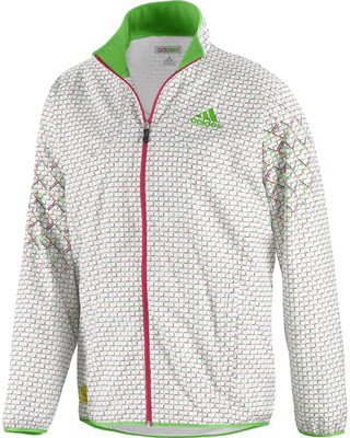 Adidas Mens adiZero Warm-Up Jacket- White/Intense Green/Fresh Pink