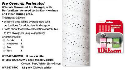Wilson Pro Overgrips Perforated - Multi-Colour Pack (White/Pink/Green)