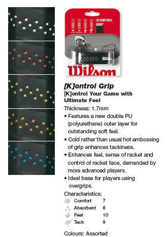 Wilson [K]ontrol Replacement Grip- Black/Assorted Colours - 1 Grip
