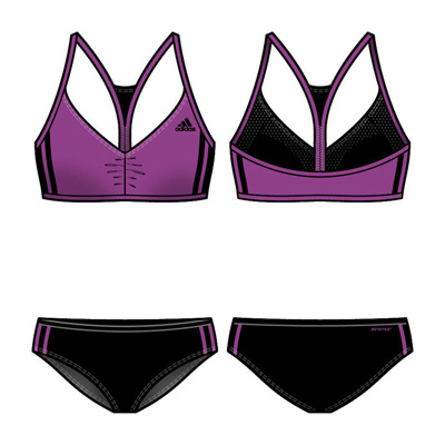 Adidas Womens 2 Piece Swimsuit with Infinitex - Purple/Black - main image