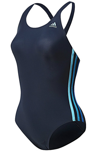 Adidas Womens Authentic One-piece Swimsuit with Infinitex- Black/Blue