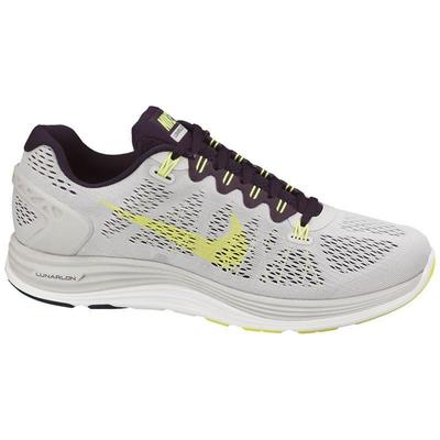 Nike Mens LunarGlide+ 5 Running Shoes - Dusty Grey/Volt - main image