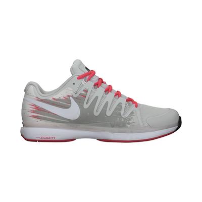 Nike Mens Zoom Vapor 9.5 Tour Tennis Shoes - Grey/Laser Crimson - main image