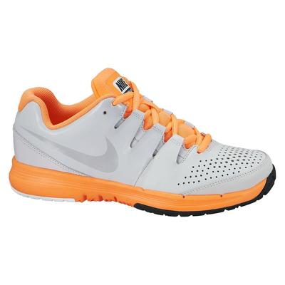 Nike Girls Vapor Court (GS) Tennis Shoes - Grey/Orange