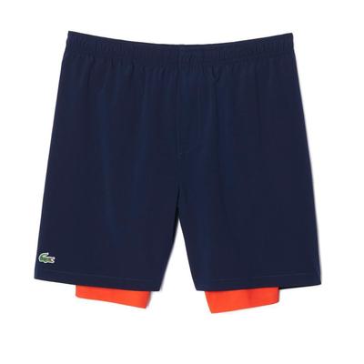 Lacoste Mens Stretch Taffeta Shorts - Navy Blue/Red - main image
