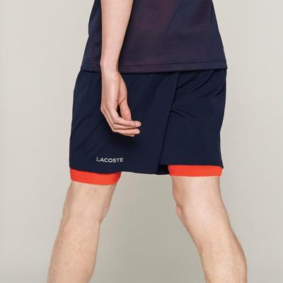 Lacoste Mens Stretch Taffeta Shorts - Navy Blue/Red - main image
