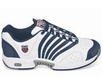 K-Swiss Mens Ascendor SLT Leather Tennis Shoes- White/Navy/Red (+free Gym sack)