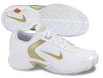 Nike Womens Air Zoom Mystify IV Club Tennis Shoes- White/Metalic Gold
