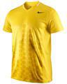 Nike Mens Showdown Movement V-Neck Top- Tour Yellow/Grid-Iron