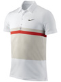 Nike Mens RF Smash Stripe Polo- White/Cargo Khaki
