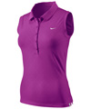 Nike Womens Baseline Sleeveless Polo - Magenta/White