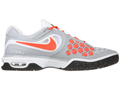 Nike Mens Air Max CourtBallistec 4.3 Tennis Shoes - Stadium Grey / Total Crimson / White