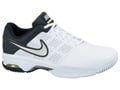 Nike Mens Air CourtBallistec 4.1 Tennis Shoes- White/Black/Metallic Silver