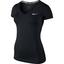 Nike Womens Pro Fitted Short-Sleeve V-Neck Shirt - Black - thumbnail image 1