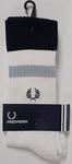 Fred Perry Sports Socks- White/Navy/Pastel Blue- Size UK 6-11