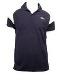 Lacoste Mens Ribbed Collar Polo- Black/white