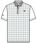 Lacoste Mens Ribbed Collar Polo- White/Green/PurpleNew