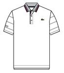 Lacoste Mens Ribbed Collar Polo- White/Blue/RedNew