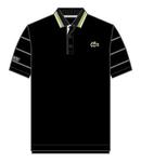 Lacoste Mens Ribbed Collar Polo- Black/Lime/GreyNew