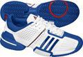 Adidas Barricade 6 Tennis Shoes- White/Blue Beauty/University Red