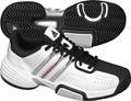 Adidas Kids Barricade Team Junior Tennis Shoes- White/Chrome/Scarlet