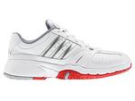 Adidas Womens Barricade Team 2 Tennis Shoes- White/Metallic Silver/Core Energy
