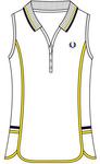 Fred Perry Womens Performance Sleeveless Polo- White/Vibrant Yellow/Navy