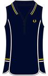 Fred Perry Womens Performance Sleeveless Polo- NavyWhite/Vibrant Yellow