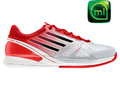 Adidas Mens adiZero Feather II Tennis Shoes- Metallic Silver/Infrared