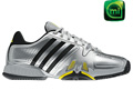  Adidas Mens adipower Barricade Tennis Shoes - Metallic Silver / Black / Vivid Yellow