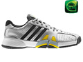 Adidas Mens Barricade Team 2 Tennis Shoes - Metallic Silver / Black / Vivid Yellow