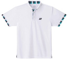 Yonex Mens Plaid Trim Polo- White/Blue