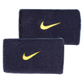 Nike Swoosh Double-Wide Wristband- Obsidian/Pro Gold