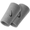 Nike Swoosh Double-Wide Wristband- Silver/Black