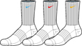 Nike KIDS Cotton Crew Training Socks- White/Multicolour (Pack of 3)
