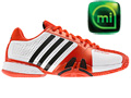 Adidas Mens adiPower Barricade 7.0 Tennis Shoes- White/High-Energy