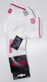 Wilson Womens 3PP Quarter Length Crew (Ankle) Tennis Socks- White with Red/Pink/Grey Logo/Trim