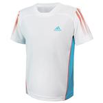 Adidas Boys Response Tee- White / Super Cyan / High Energy