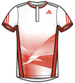  Adidas Mens adiZero Theme Polo- White/High Energy