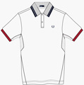 Fred Perry Boys Performance Polo Shirt- White/Navy/Red